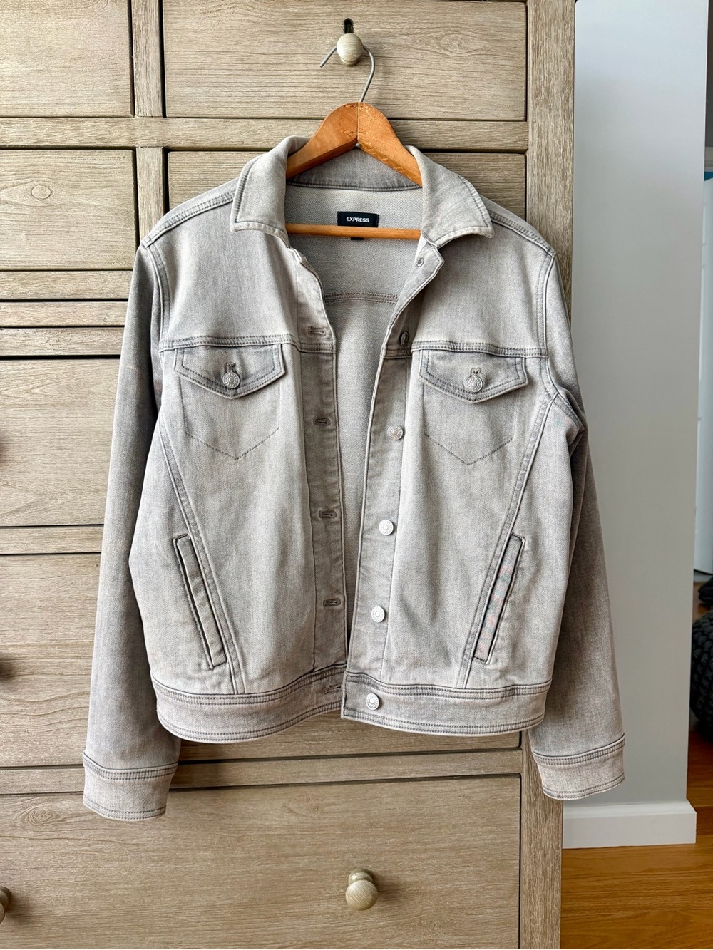 Express Jean Jacket - Light Gray - Size Small - Excellent Condition!